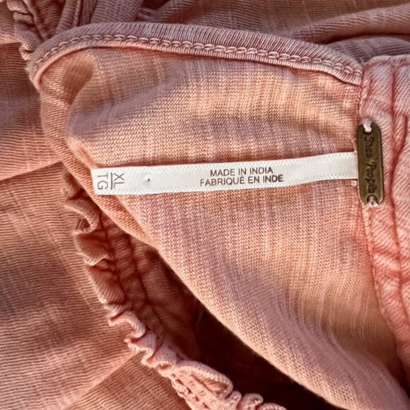 Free People Le Femme T-Shirt Pintuck Lace Ruffle Blouse Top Sz XL Tall - Picture 6 of 9